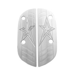 แผ่นรองพื้น GIORNO งานCNC รูปดาว ROCK STAR สีเงิน + หมุดรองพื้น NUI สีน้ำเงิน อย่างหนา